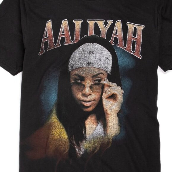 Aaliyah Rap Music RnB Bootleg Graphic Retro 90s Style Fan Tribute T-Shirt - Picture 2 of 5